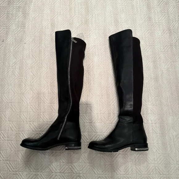 Black Leather Knee High Flat Boot, Michael Kors, Size 7 - Picture 4 of 7